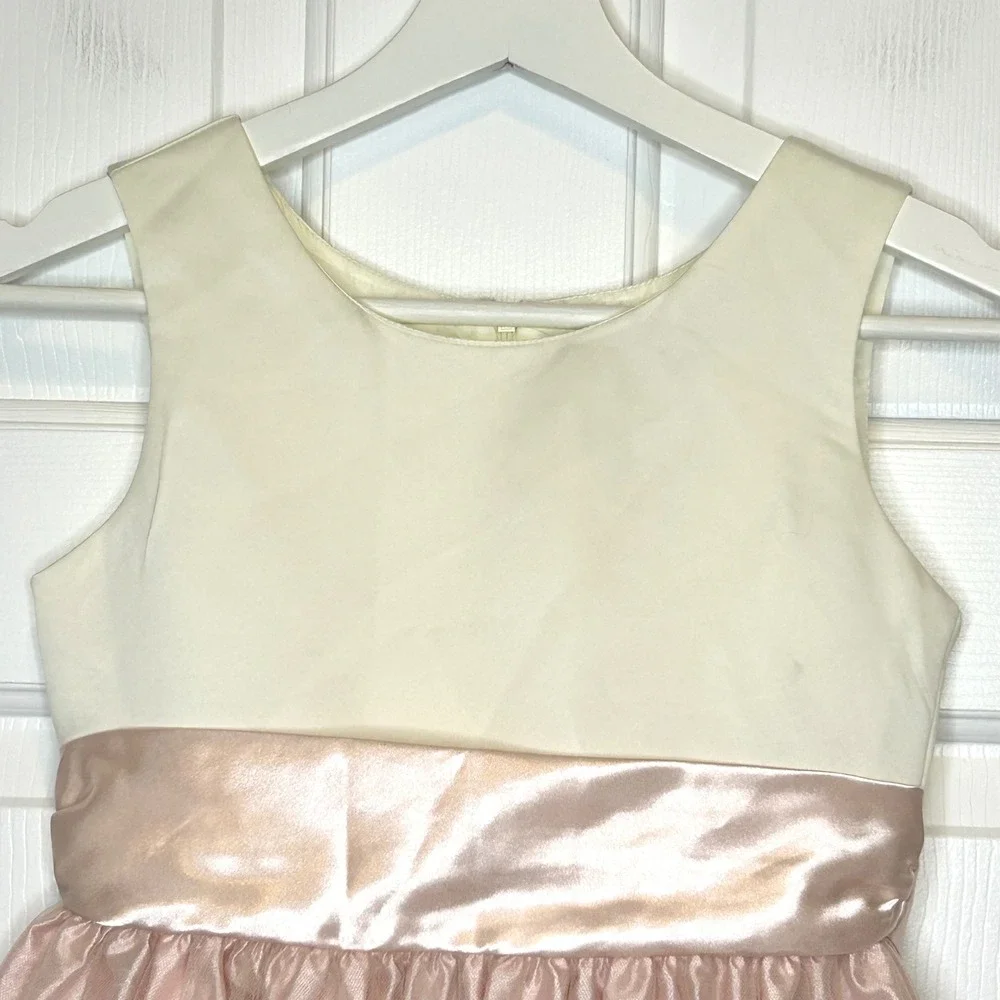 Jayne Copeland Girls Cream Pink Gold Floral Embroidered Party Dress Size 7‎